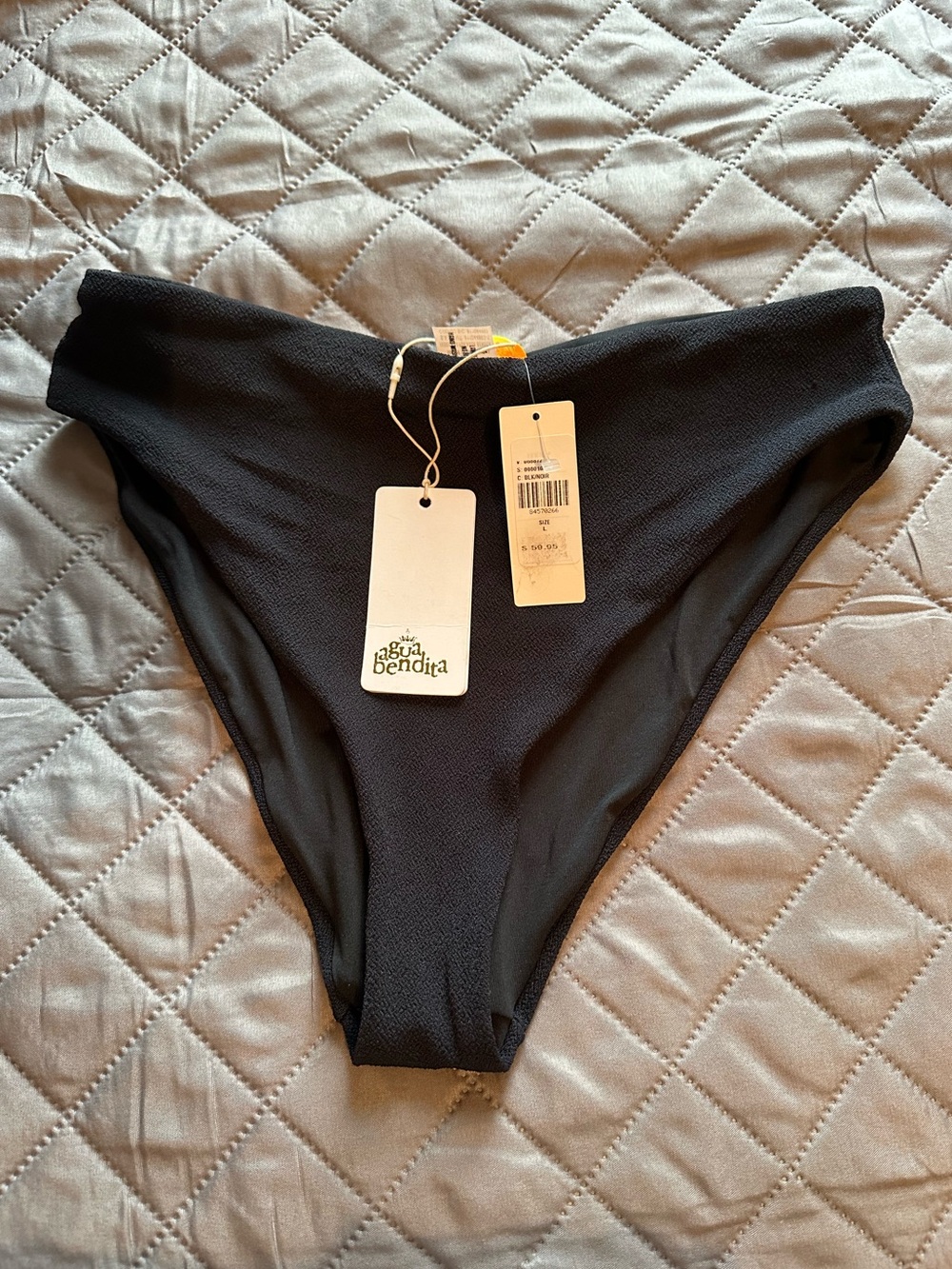 NWT Agua Bendita black textured high cut bikini bottoms size large